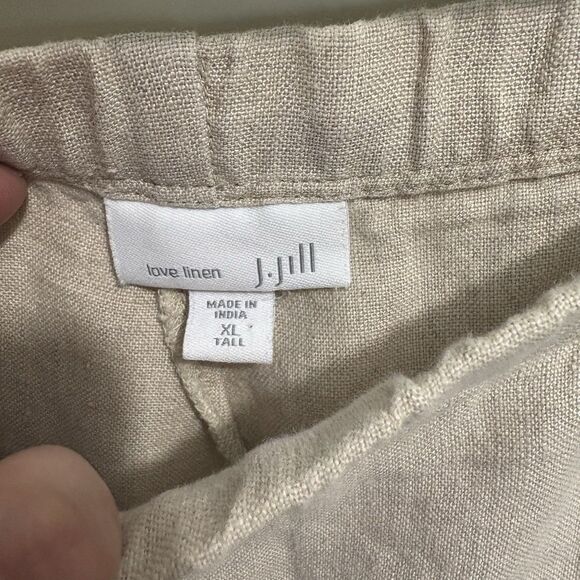 J Jill Love Linen Tan Relaxed Wide Leg Pants Ankle Crop Pockets XLT Langenlook - Picture 4 of 7